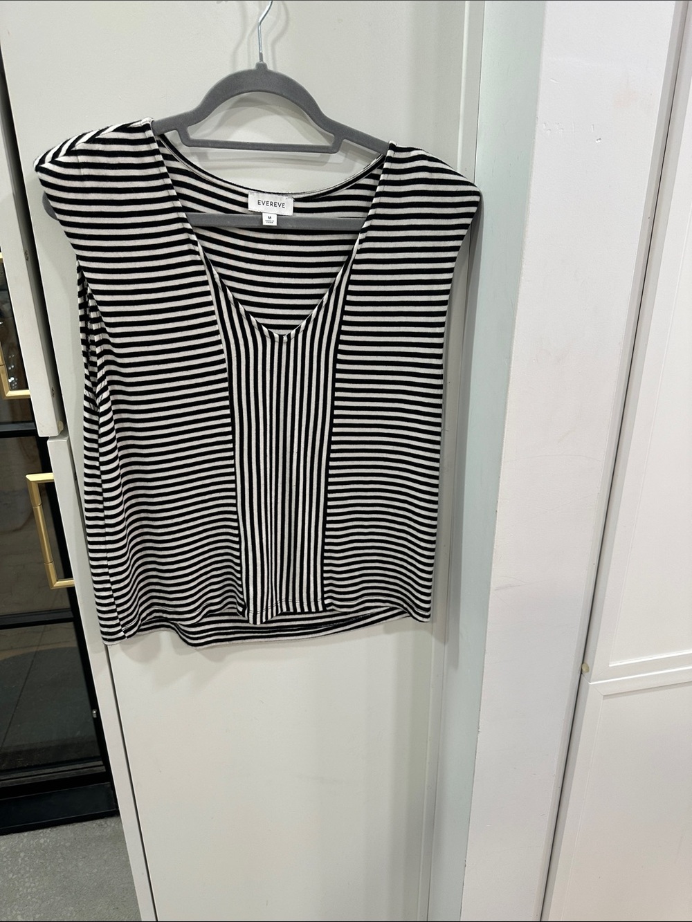 Evereve Black & White Striped V-Neck Tank